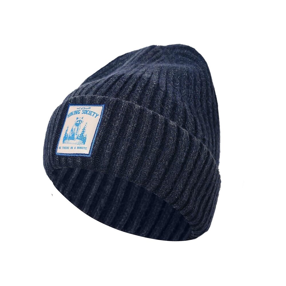 6766 Unisex Knit Cuffed Vintage Beanie and Y2K Graphic Patch Beanie